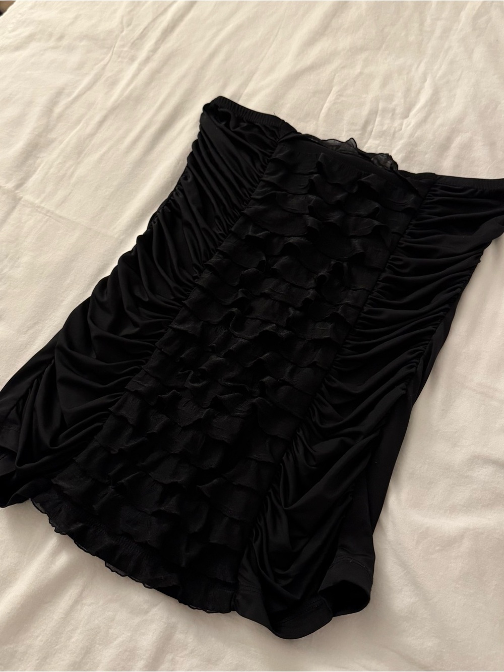 Y2K Trixxi black tube top with ruched detailing, size S